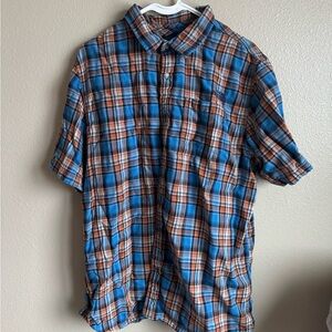 The North Face Blue and Orange Checkered Shirt